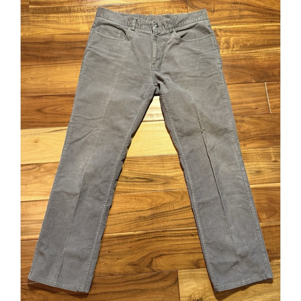 Brooks Brothers Pants Mens Gray Corduroy 5-Pocket Stretch Cotton Casual 35x32